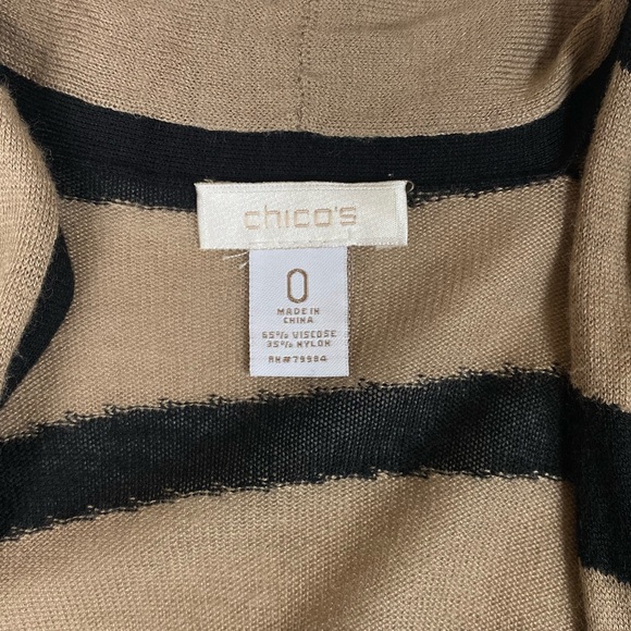Chico's Tan / Taupe and Black Stripes Cardigan Sweater Size 0 - Picture 5 of 5